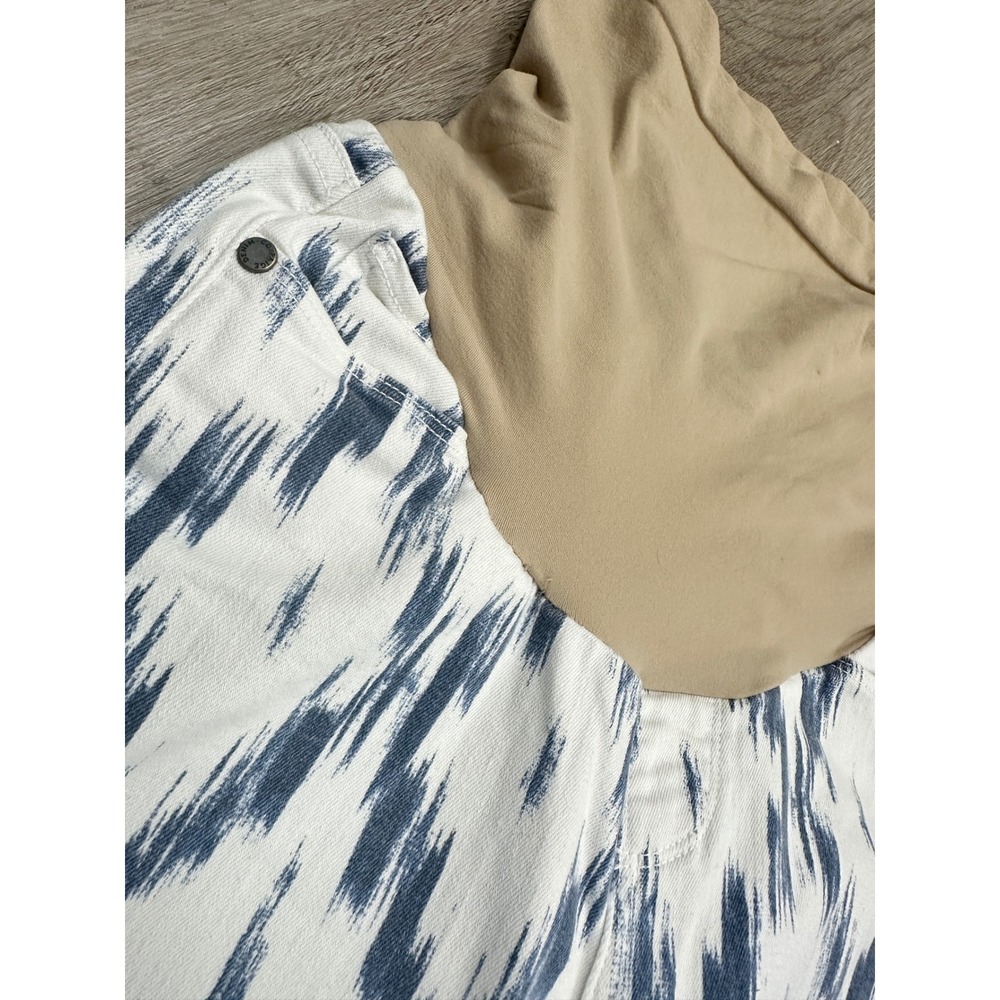 Paige Maternity 30 Verdugo Ultra Skinny Ikat Printed Jeans Alexandria White/Blue - Picture 5 of 9